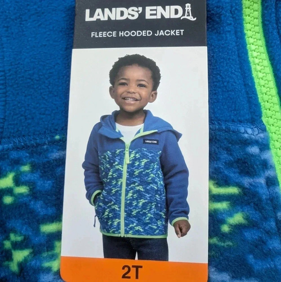 ⭐2/$25⭐New 2t Lands End fleece full zip hooded jacket - Picture 2 of 4